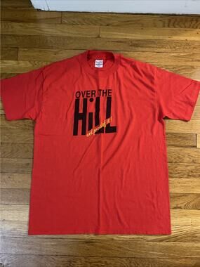 Vtg Over The Hill Proud Of It' Shirt XL Red-Single Stitch Sleeve-Spring Ford-USA